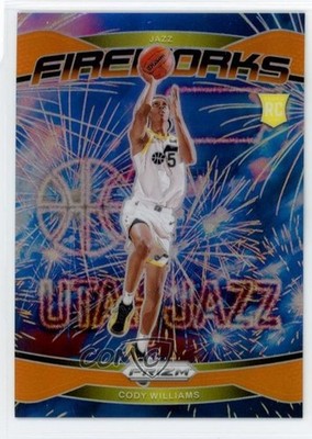 2024-25 Panini Prizm Fireworks Orange /49 Cody Williams #18 Rookie RC 1v0g