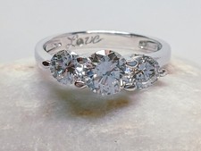 Size R 1/2 Sterling Silver 925 DQCZ Trilogy Ring 3 Clear Stones CZ Ladies Gift