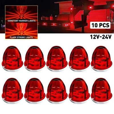 10X For 12V-24V Trucks Trailers Red Watermelon Lights Chrome Housing Screws EXC