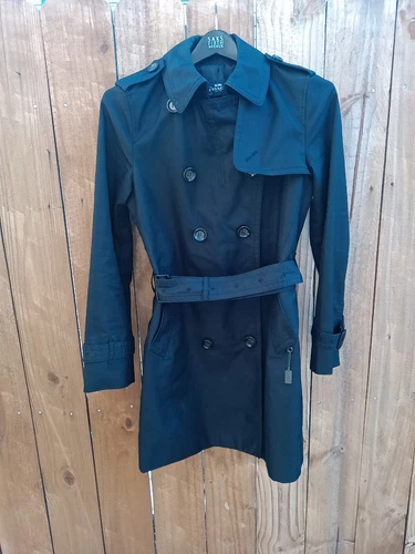 Coach Cappotto Trench Doppiopetto Nero Occhiellato Donna Taglia S