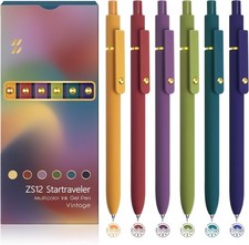 6 Pcs Color Pens for Journaling 0.5Mm Fine Point Colored Gel Ink Pen, Smooth Wri