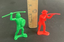 Vintage Green Indian Red Cowboy Plastic Play Figurines Cowboys and Indians