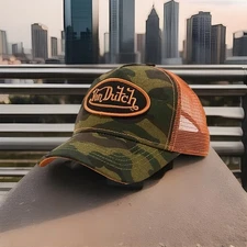 Von Dutch Men's Trucker Hat Camo/Orange