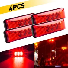 4x Red LED Side Marker Signal Tail Light Screw Mount For Peterbilt Trailer Truck