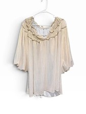 Entro Blouse Size 2x Shiny Gold 3/4 Sleeves Flowy