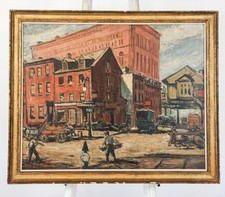 WILLIAM FISHER American Listed New York Cityscape Elevated Train Demolition WPA