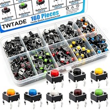160PCS 6x6x5mm Tactile Push Button Switch Kit Assorted Colors Momentary