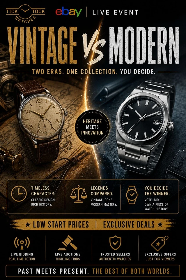Wednesday Watches -Vintage Vs Modern  99p Auction Starts & Buy It Now!