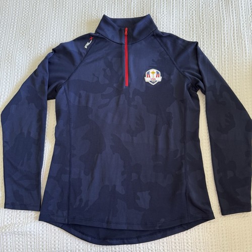 Mujer Ryder Cup 1/4 Golf Cuarto Cremallera Azul Camuflaje EE. UU. 2020 RLX Pequeño Ralph Lauren - Imagen 4 de 11