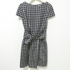 PRADA logo check belted short sleeve dress size 38 black white Women USED