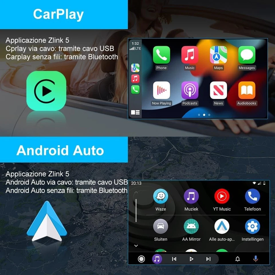 Carplay Autoradio 2+64G 7" Bluetooth GPS RDS per VW Golf 5 6 Plus Polo Passat - Immagine 3 di 4