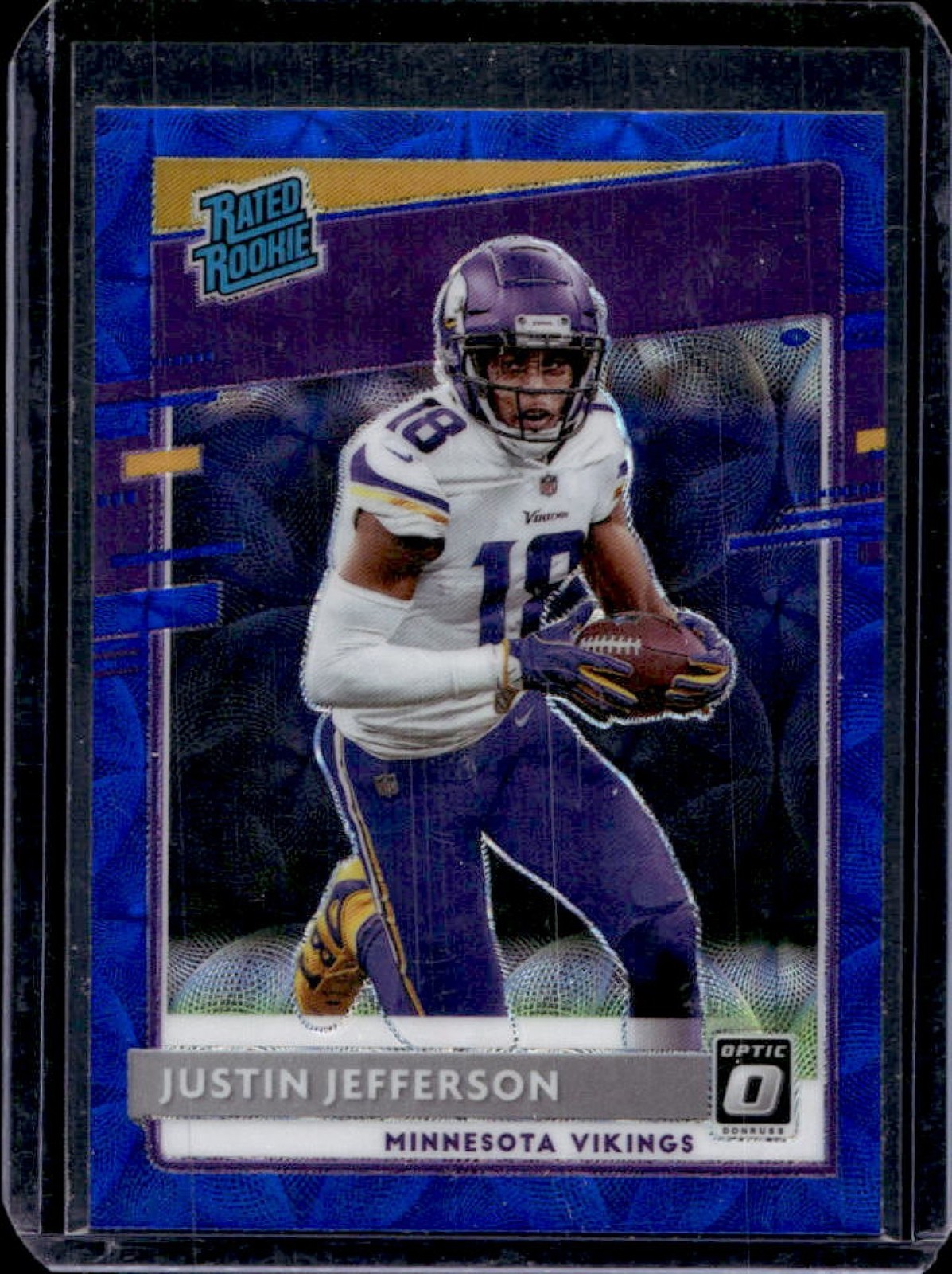 2020 Donruss Optic Justin Jefferson Blue Scope Prizm RC #163 Vikings