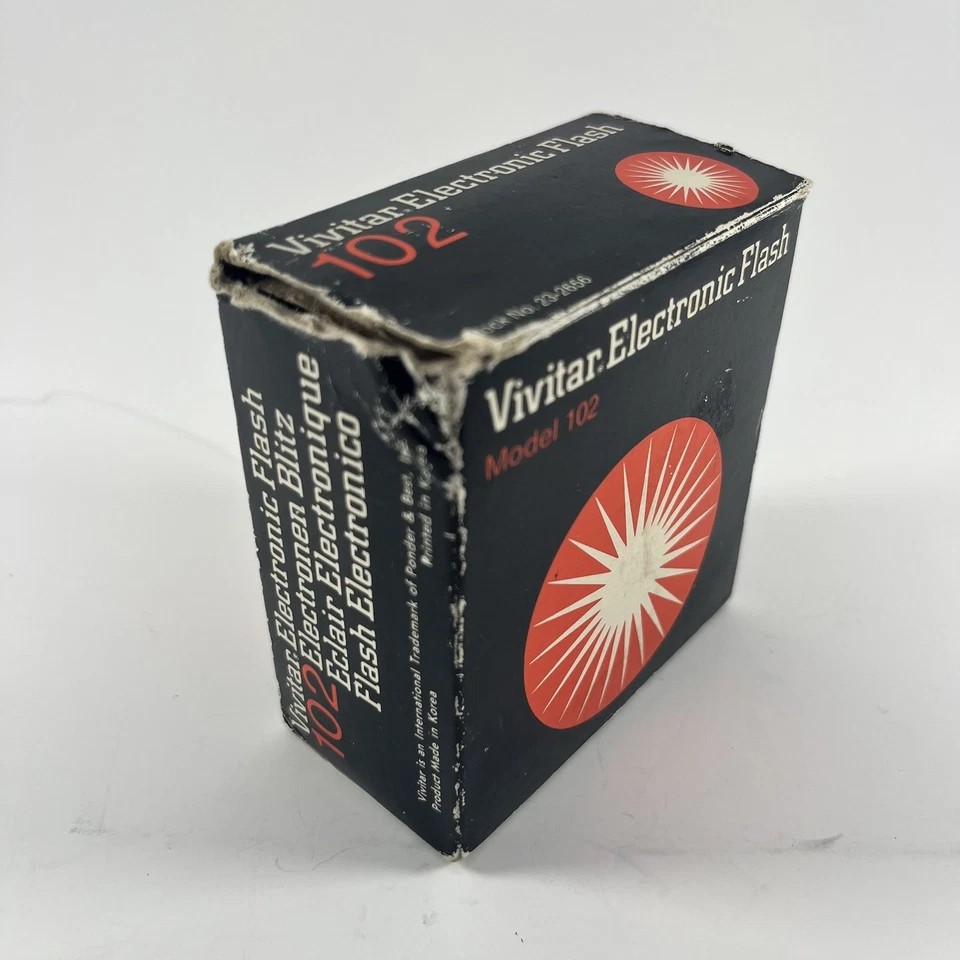 Vivitar 102 Vintage Electronic Camera Flash with Box & Manual Hot Shoe Mount - Image 3 of 4