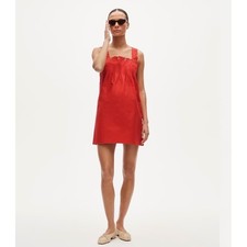J.Crew Ondine mini dress in double cotton poplin red embroidered preppy sz XXS