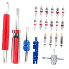 5Pcs Valve Stem Removal Tool-16Pcs Valve Cores,Automotive Car Motorcycle Truck 