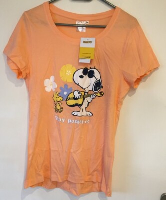 NEU SNOOPY PEANUTS WOODSTOCK T-SHIRT M L COMIC DAMENSHIRT KURZARM TOP APRICOT