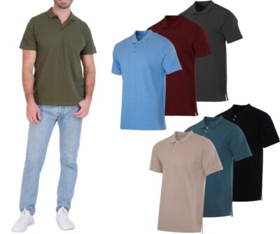 {3-Pack} Men's Cotton Pique Short Sleeve Polo Shirts (S-5XLT)