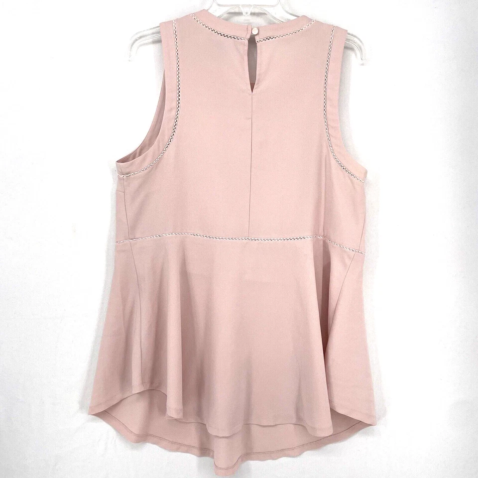 Blusa Ava And Viv Sin Mangas Talla 1X Top Polvoriento Rosa Peplum Balletcore Foto 2 de 4