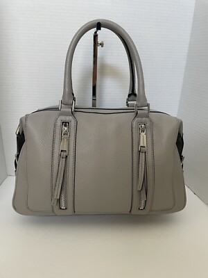 EUC Michael Kors Satchel Gray Pebbled Leather w/ Strap Crossbody Silver Hardware
