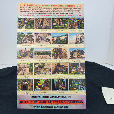 Giant Postcard ROCK CITY & FAIRYLAND CAVERNS Atop Lookout Mountain 11 x 7 in  A 