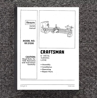 #ad Operator amp; Maint Manual Fits Craftsman 101.21200 Atlas MK 2 6quot; Lathe $15.97