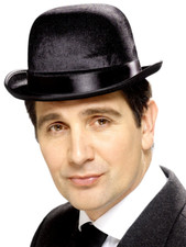 Black Felt Velor Bowler Hat Victorian Fancy Dress Costume Accessory New