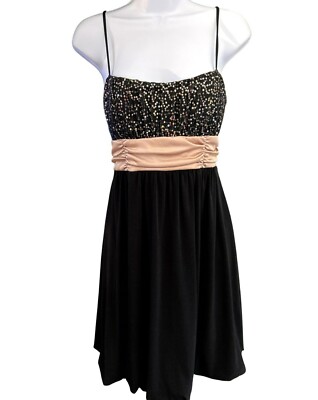 Y2K Vintage BCX Black Baby Doll Sequin Knee Length Formal Dress Contrast  Bow | eBay