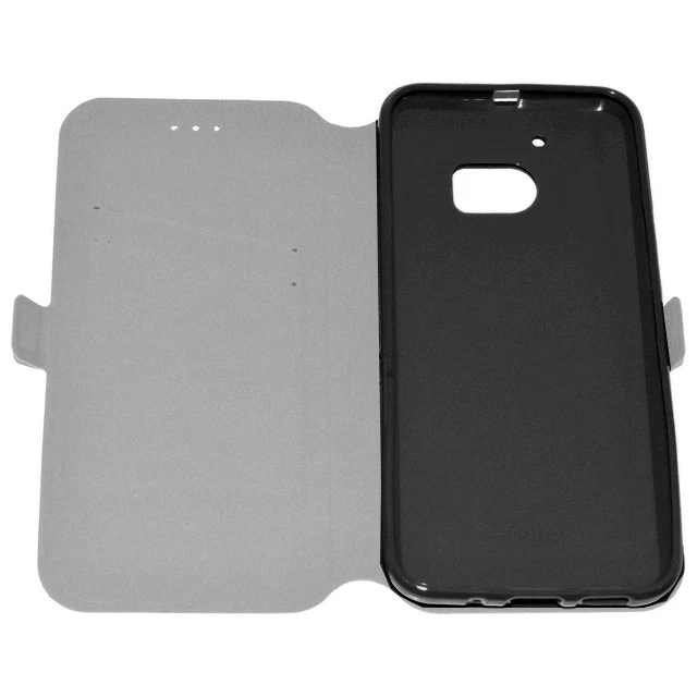 CUSTODIA BOOK COVER SILICONE FLIP CASE LIBRO ORIZZONTALE HTC 10 LIFESTYLE NERA - Immagine 4 di 4