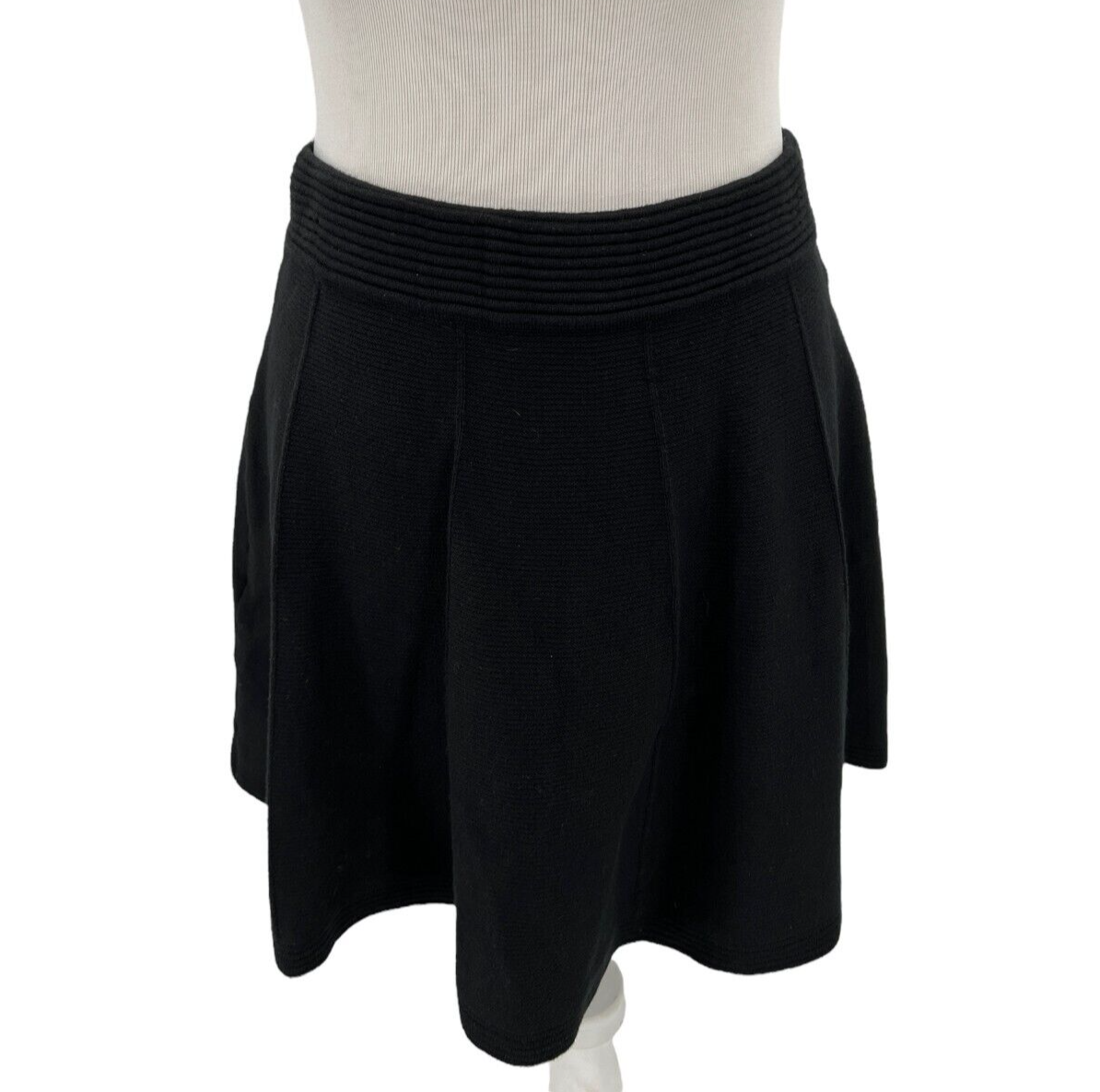 NEW Cynthia Rowley Black Knit Zipper Back Skater Circle Skirt Womens Size  Medium