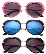 3 Pack Two Tone Metal Frame High Fashion Optical Quality Heart Shape Sunglasses