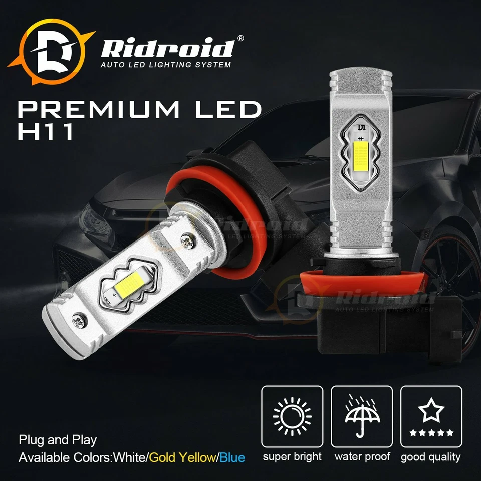 RIDROID Luz LED H11 H11LL Conducción Bombilla Antiniebla Lámpara 6000K Blanco Repuesto Foto 4 de 4
