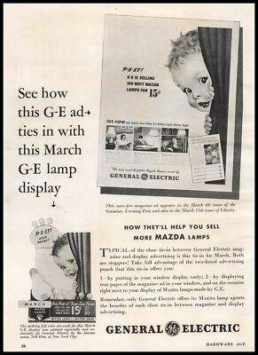 1939 General Electric Mazda Lamps Light Bulb Baby Store Display Vintage Print Ad
