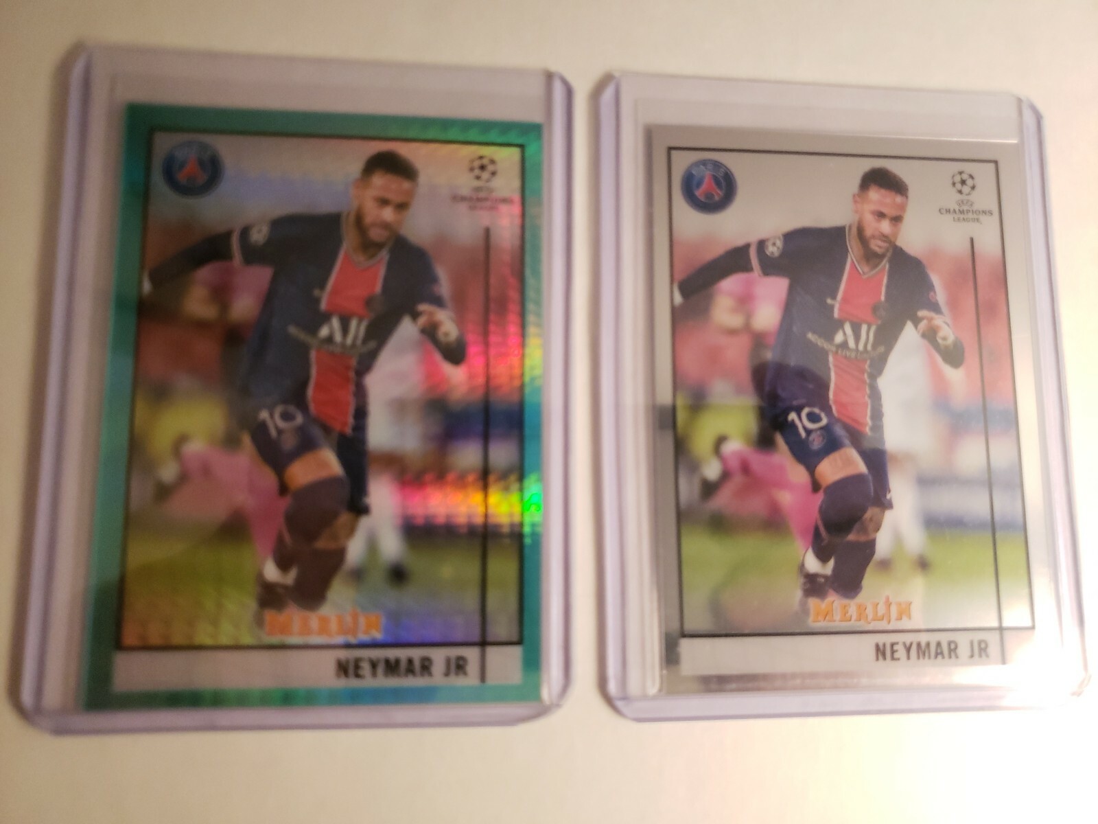 2020-21 Topps UEFA Merlin Chrome - Neymar Jr Aqua Prism Refractor #58 + Base