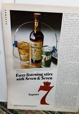 1982 7Up Soda Seagrams 7 Crown Whisky Original Print Ad 80s