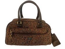 Diane Von Furstenberg Brown Tapestry Carry On Luggage Travel Bag - Read