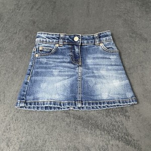 Mini Boden Jean Skirt Toddler Girls 4-5 Years Denim Adjustable Waist Hearts