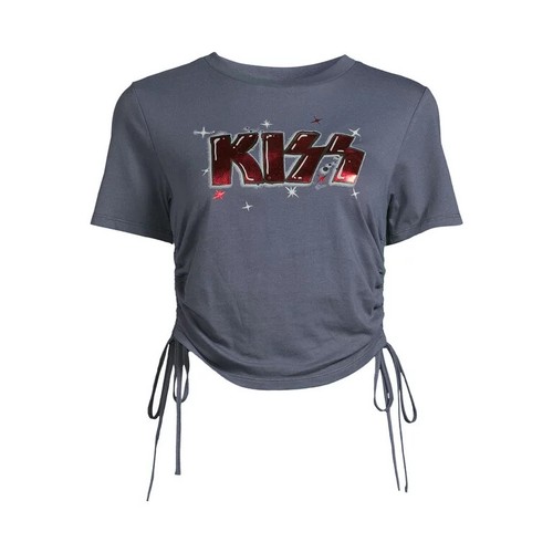 Kiss Women's Side Tie Graphic Print T-Shirt NEW - 第 1/6 張圖片