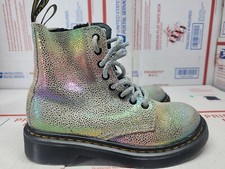 Dr. Martens Juniors 1460 Pascal Rainbow Iridescent Lace Up Boots Girls Size 12