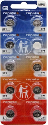 10 Renata 371 (SR920SW)  Batteries ....FREE SHIP W/TRACKING EXP.01/29