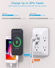 Outlet Extender Night Light HANYCONY Multi Plug USB Wall Chargert Durable