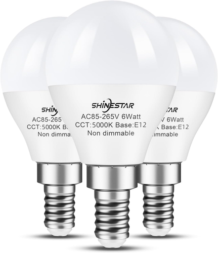 3-Pack Ceiling Fan Light Bulbs, Small Base, 120V 60W Equivalent, E12 LED Bulb, 5