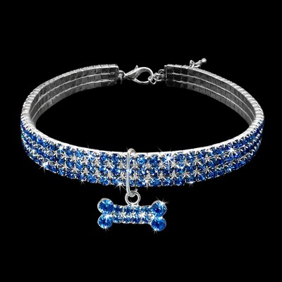 Bling Rhinestone Hundehalsband & Leine Set – Strass-Verziert, Verstellbar, Für Hunde & Katzen, Größe L Schwarz