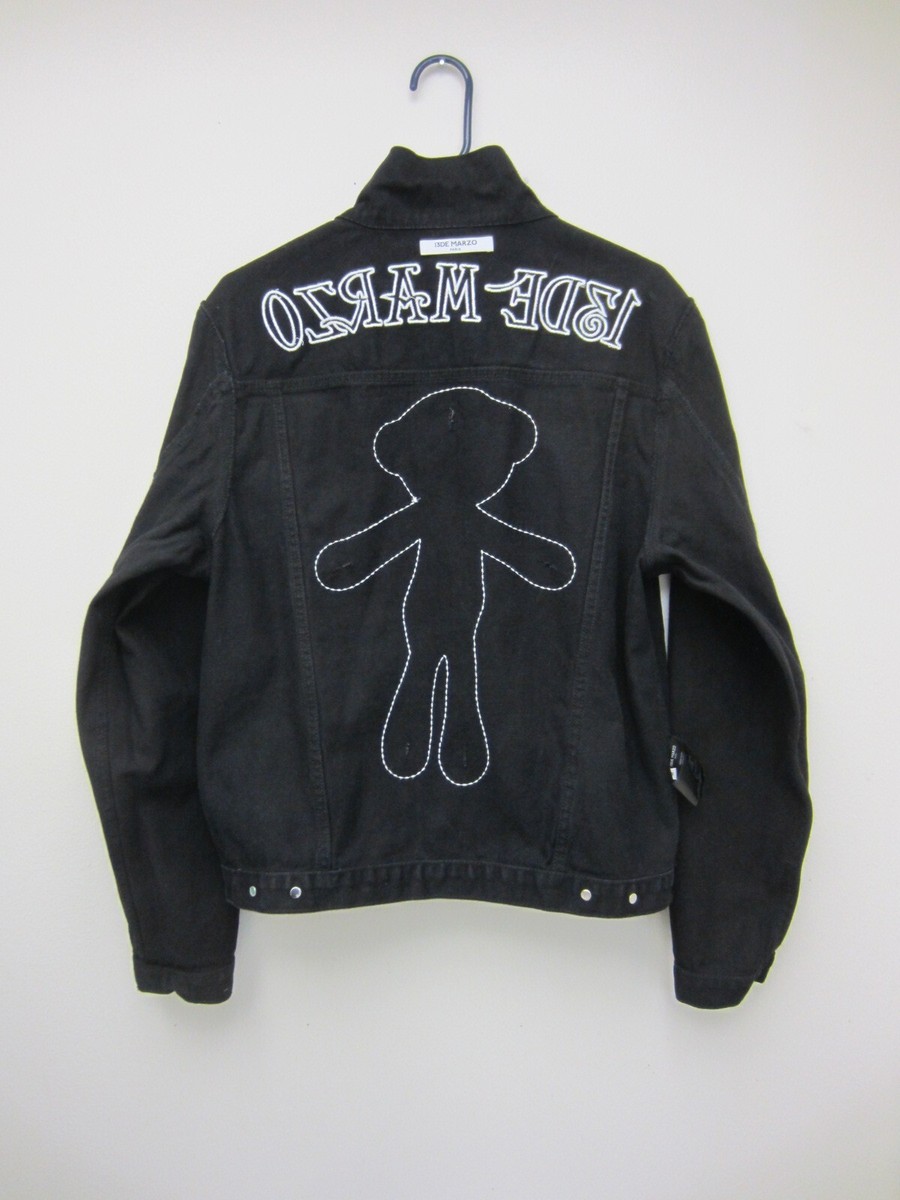 13DE MARZO Men/ Women Unisex Denim Teddy Bear Jacket Black Size M