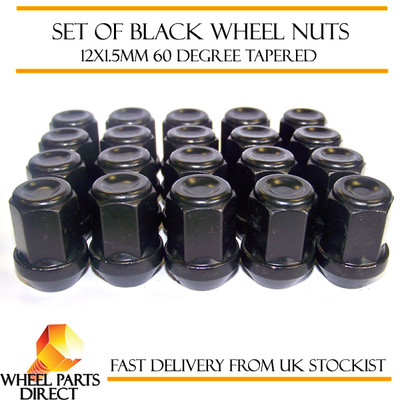 Alufelgenmuttern schwarz (20) 12x1,5 Schrauben für Vauxhall Monaro VXR 04-07