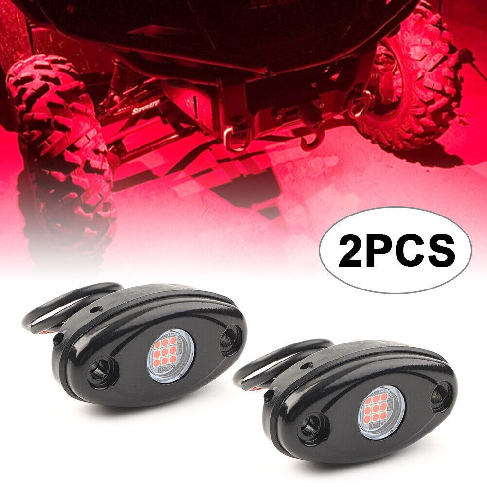 2PCS High-Power 9W Red LED SUV Pickup Underbody Rock Lights for Off-Road Rigs