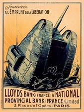 WW1 Tank Poster - Lloyds Bank French Liberation - 18x24