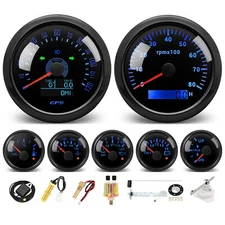 7 Gauge Set with Sensor Waterproof 85mm GPS Speedometer 120MPH Gauge for Boat 