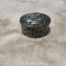 Pierre Deux Basketweave Pewter Box Small trinket