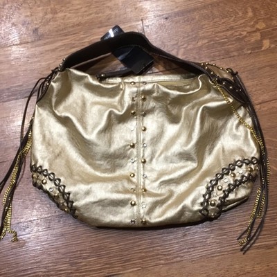 Daisy Fuentes metallic studded slouchy hobo purse