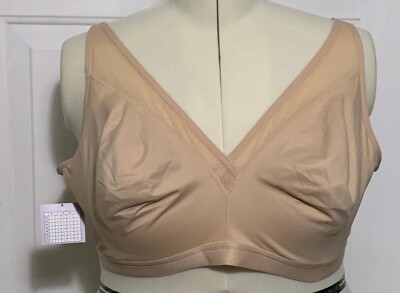 Catherines Simply Cool No Wire Bra Full Coverage Mesh Beige Tan Plus Size 54C